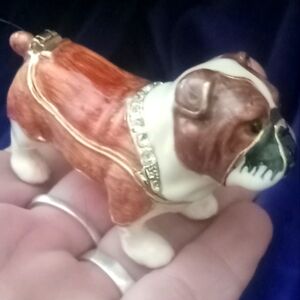 Bejeweled English Bulldog Trinket Box